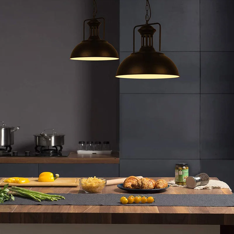 

Винтажная люстра из кованого железа с большим плафоном для гостиной, спальни, бара, склада, столовой, кафе, подвесной светильник