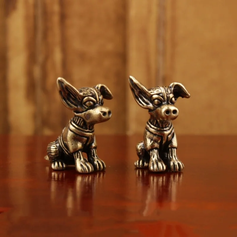 

2026New Copper Sculpture Solid Copper Puppy Brass Ornaments Cute Dog Zodiac Dog Antique Old Brass Tea Pet Small Ornaments