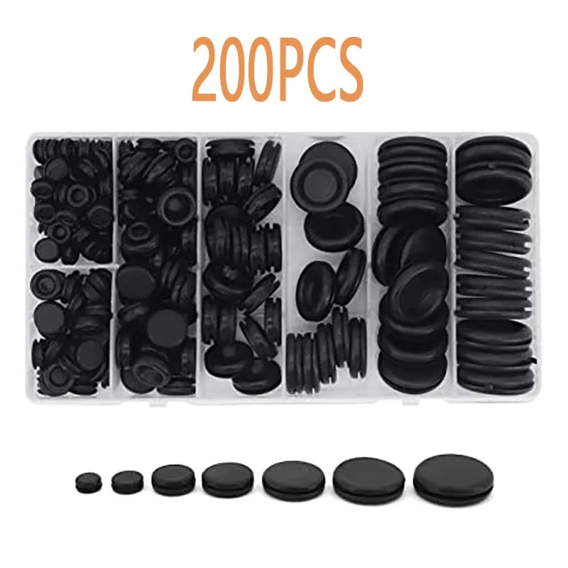 170/200/125pcs Rubber Grommet Assortment Firewall Hole Electrical Wire Grommet Gasket Kit for Wire, Plug and Cable(7 Size)