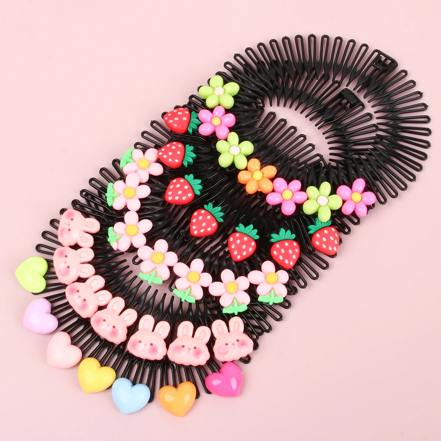 Girls Invisible Broken Hair Clip Flower Hairpin Black Acrylic Curve Needle Hair Comb Headwear for Girls Styling Hair Accessories