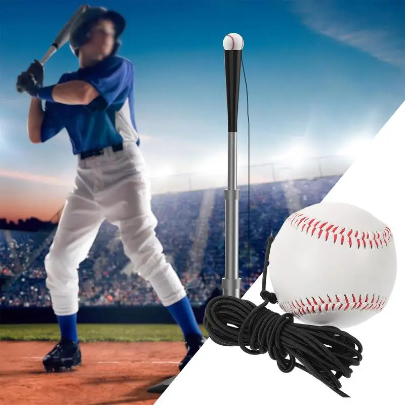 Trenażer baseballowy pasek do huśtawki baseballowej sprzęt do ćwiczeń Softball pomoce do odbijania System elastyczny sznurek odbijające się piłki do odbijania
