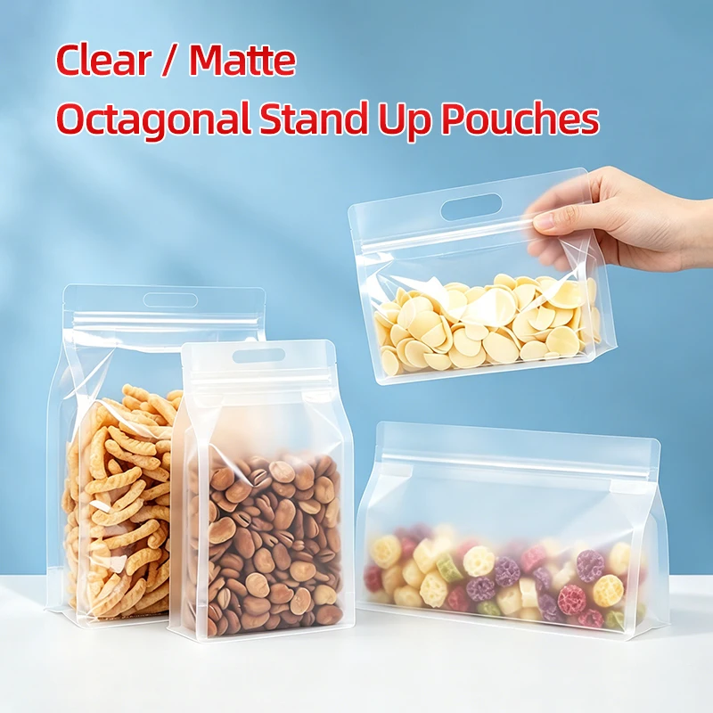 Paquete de 50 Bolsas de Embalaje Planas con Sellado de Ocho Lados para Almacenamiento de Alimentos, Bolsa Personalizada para Snacks al por Mayor