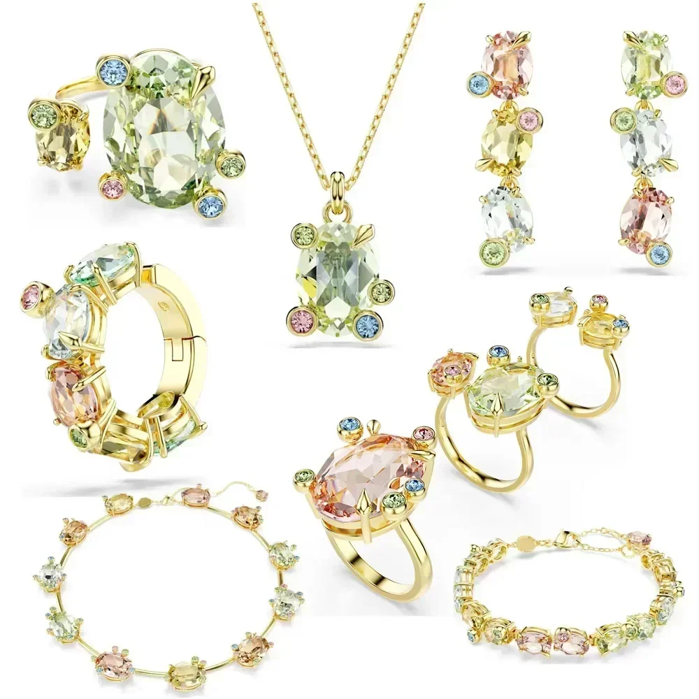 

Original Colored Candy Crystal High Quality Jewelry Sets Adjustable Irregular Ring Drawstring Necklace Exquisite Gift for Women