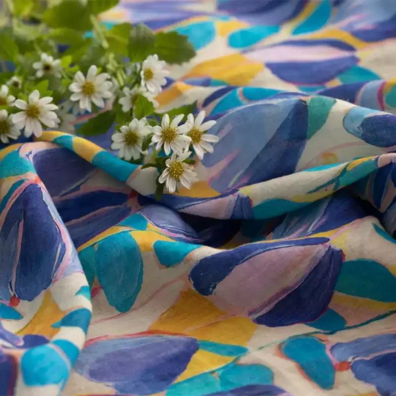 

100% ramie fabric, color printed, suitable for DIY sewing of clothing, shirts, and dresses