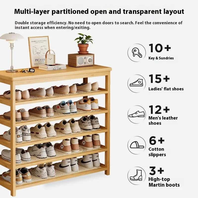 H Modern Multi-Layer Bamboo Shoe Bench Space-Saving Simple Home Furniture Dustproof Entrance Rack For Dormitory Storage