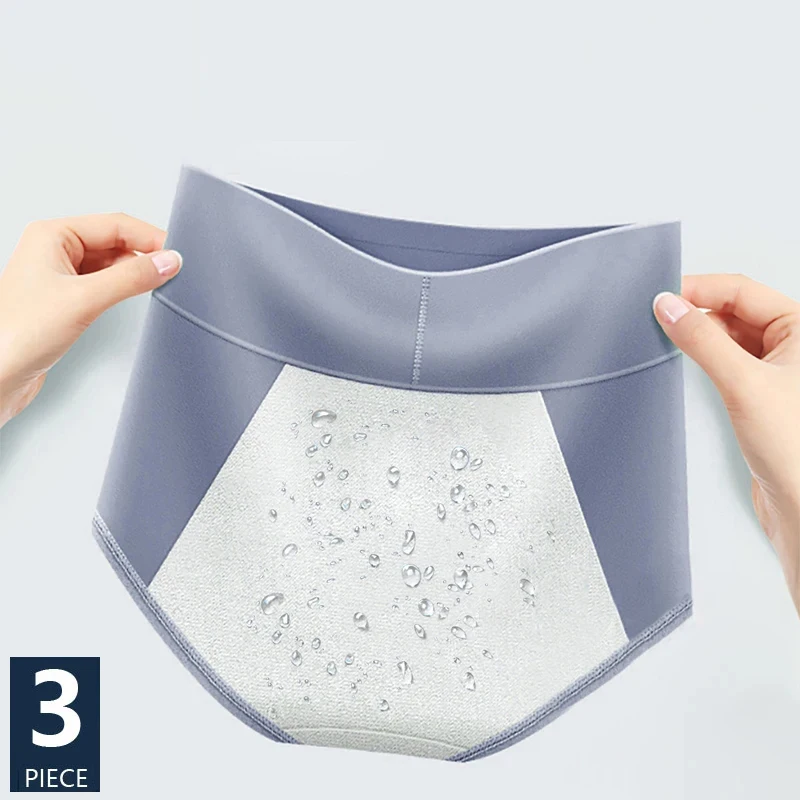 3Pcs/Set High Waist Leak Proof Menstrual Panties Women Widen Period Pants Physiological Underwear Cotton Plus Size Female Briefs