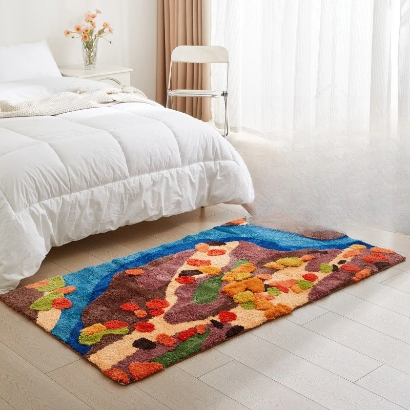 

Rectangle carpet bedroom 3D three-dimensional atmosphere forest premium yarn-dyed tufted floor mat bed front foot cushion indoor