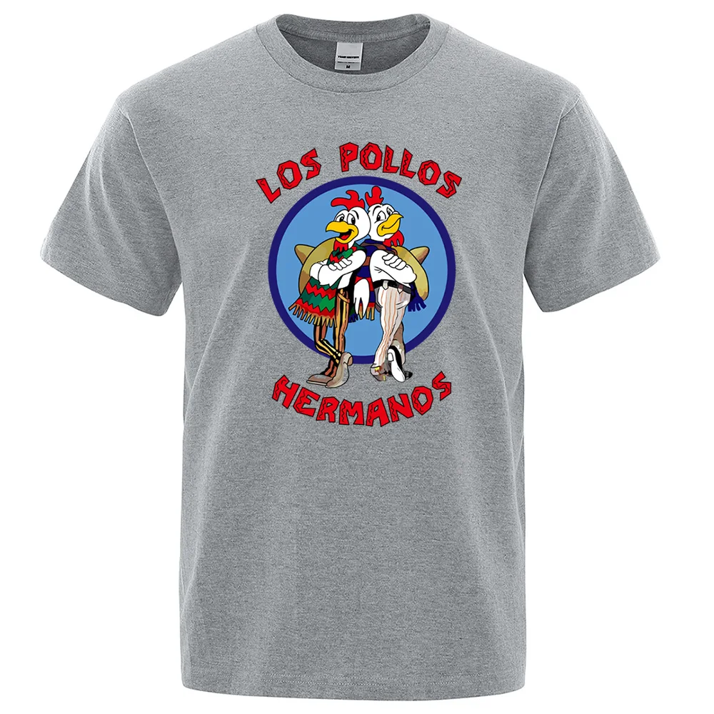 LOS POLLOS Hermanos Lustiges bedrucktes T-Shirt für Herren, modisch, lässig, kurze Ärmel, Sommer, Baumwolle, atmungsaktiv, T-Shirt, Chicken Brothers Tees