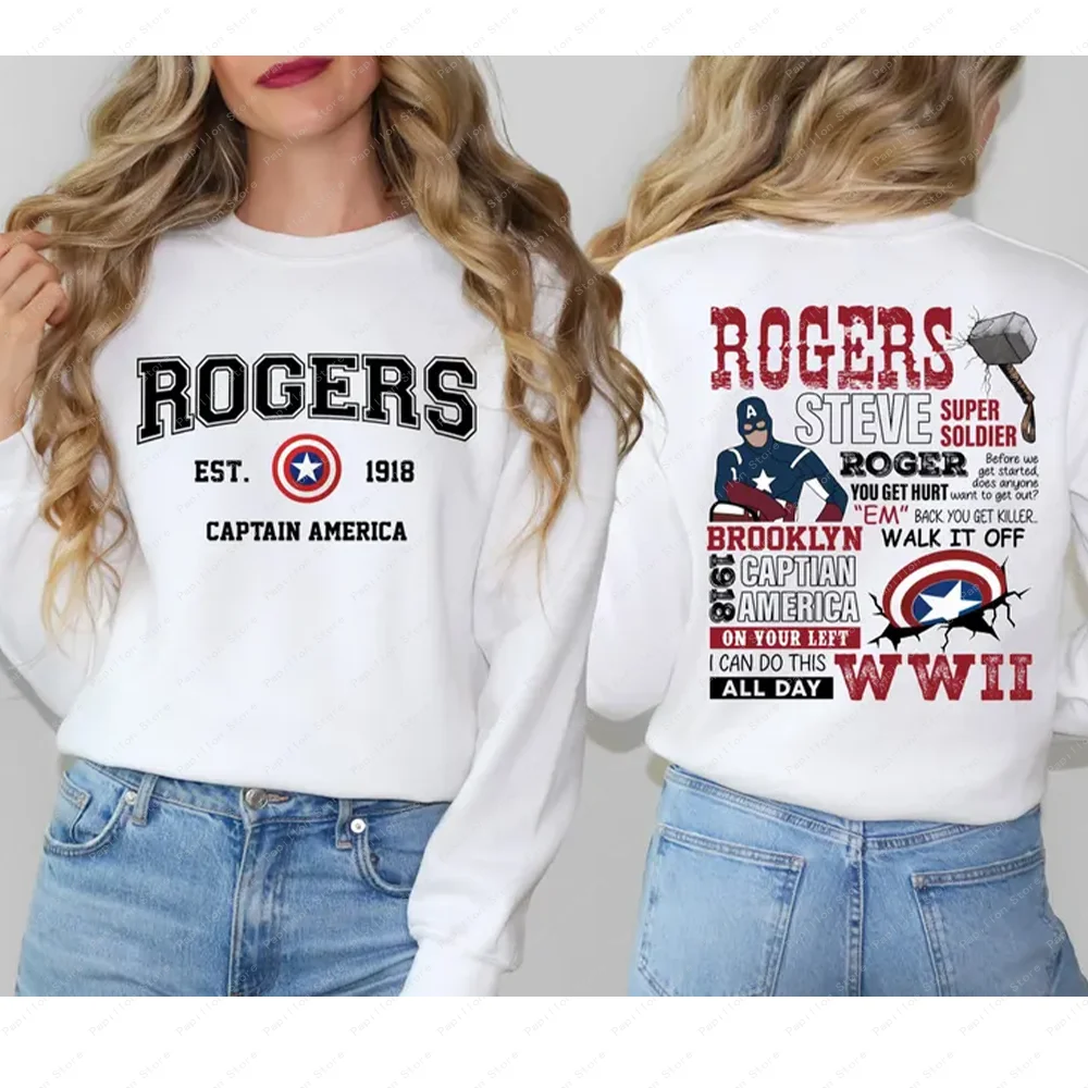 Rogers Captain America Shirt Hoodie Captain Winter Soldier Cotton Steve Sweatshirt Avengers Clothes Top Tee 1918 T-Shirt Marvel