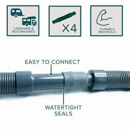800mm Collapsible Flexible Waste Pipe Expandable Drain Water Hose Can Be Reconnected  For Caravan Motorhome Camper Van