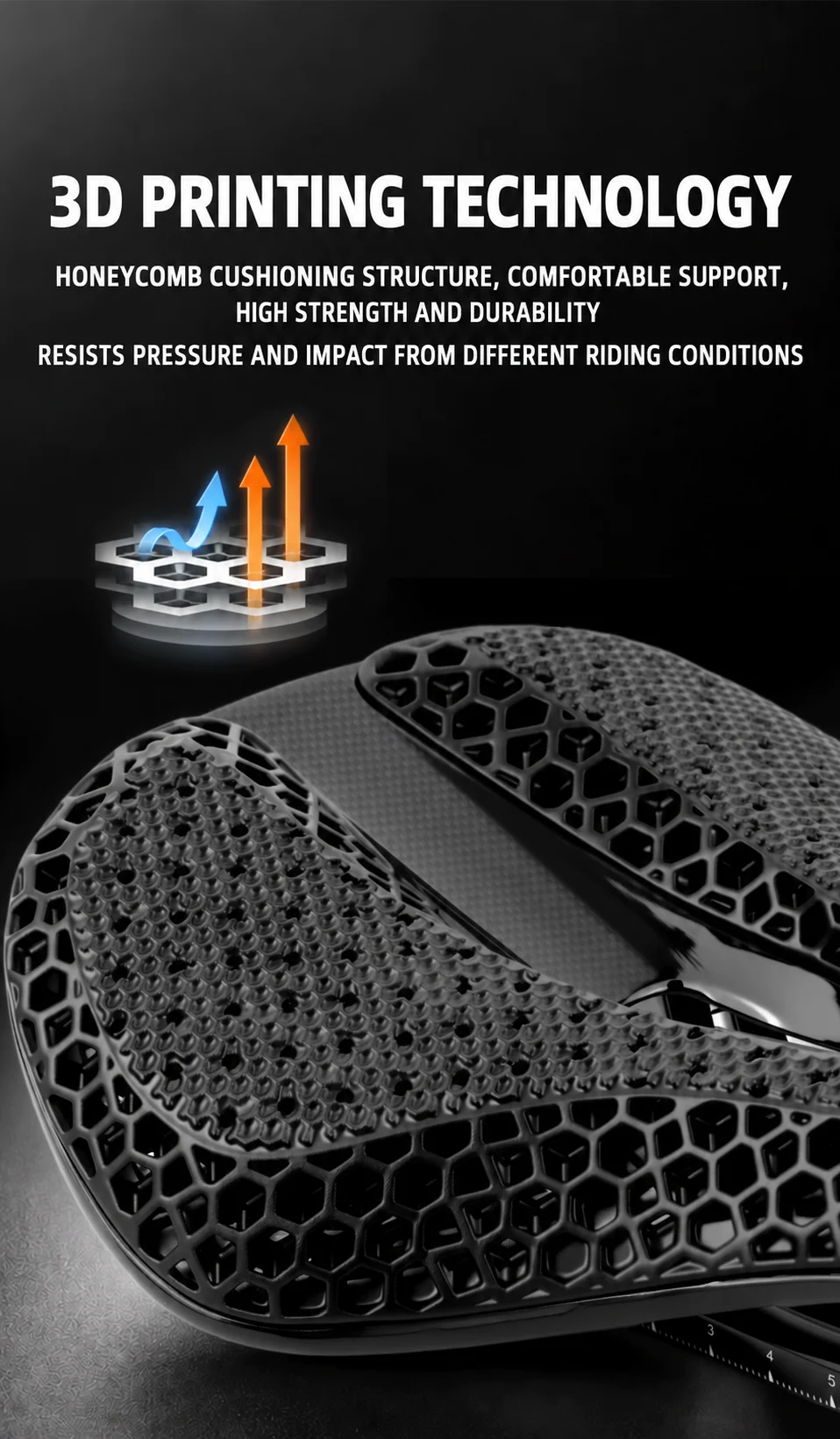 VXM Rennrad 3D-gedruckter Hohlkissen-Sattel aus ultraleichtem Carbonfaser-Mountainbike-Klappmaterial mit Satteltasche – Detail 4