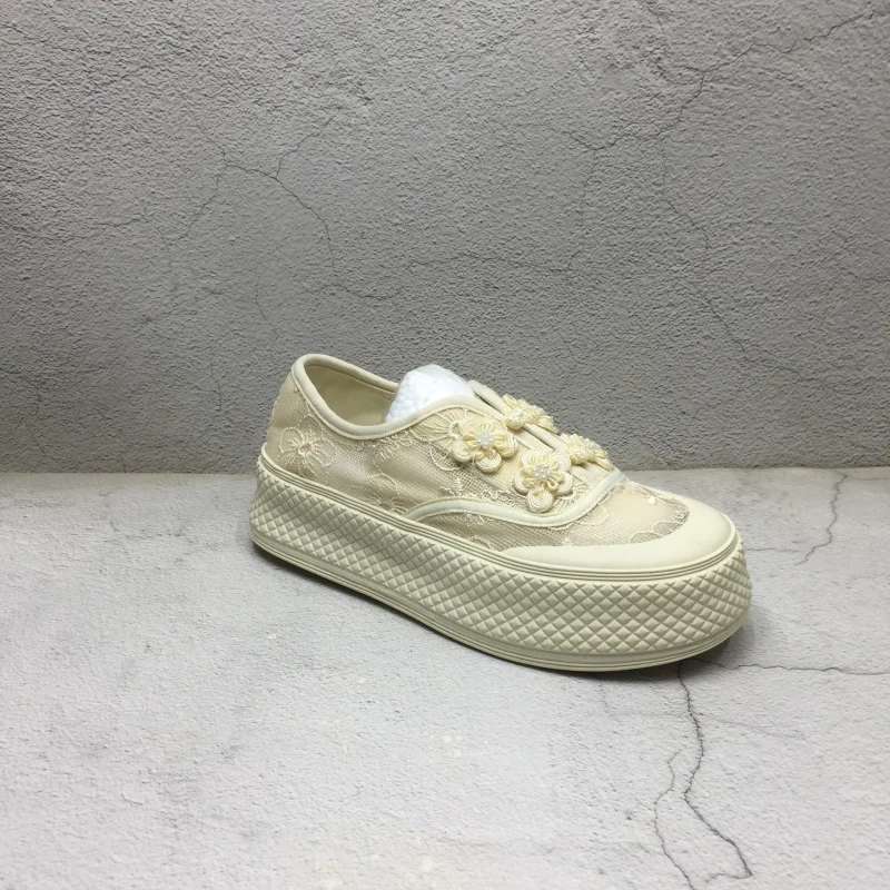 

Удобные женские дышащие повседневные кроссовки Me oes с вышивкой Thi Bot Flat Board oes Весна 2025 Faion