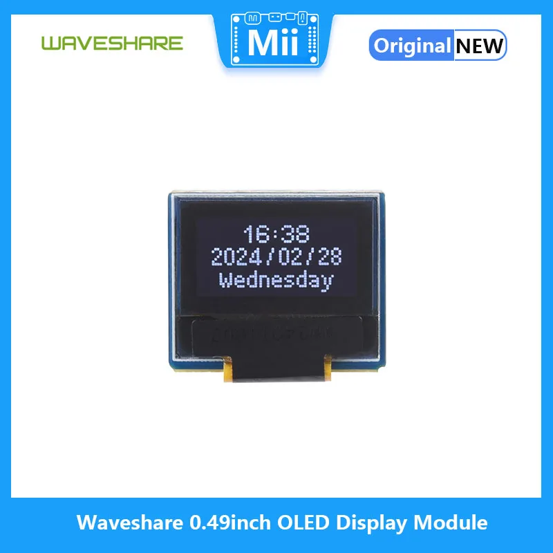 

Модуль OLED Waveshare 0,49 дюйма, разрешение 64 × 32, коммуникация I2C, цвет черного/белого дисплея