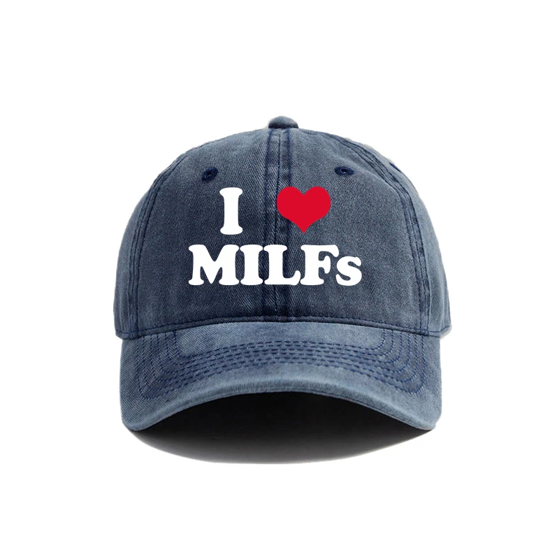 I Love MILFS Baseball Cap Summer Distressed Dad Hats Men Outdoor Adjustable Cotton Caps MZ-476