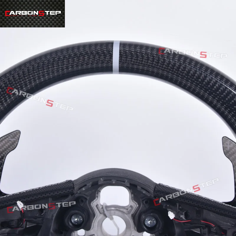 LED Carbon Fiber Steering Wheel for Audi R8 C7 A5 B8 RS3 S3 A7 A4 B9 RS6 RS7 S4 A3 A6 - view 2