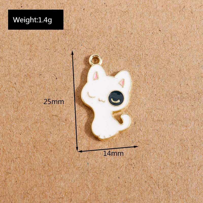 10 stücke Emaille Cartoon Tier Katze Charms Anhänger für Schmuck Herstellung Halskette Ohrringe DIY Armband Zubehör liefert – Detail 21