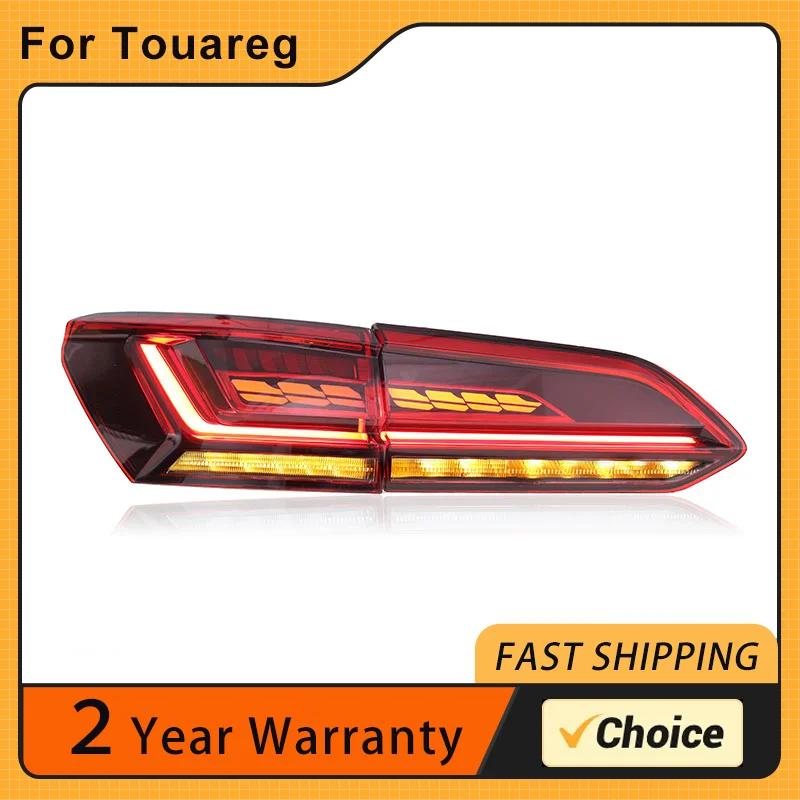 Car LED Taillight For Volkswagen VW Touareg 2019-2022 2023 Rear Running Lamp Brake Reverse Dynamic Turn Signal Tail Lights