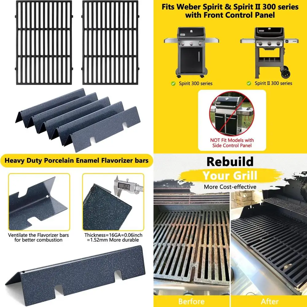 

Weber Spirit & II 300 Series Grill Replacement: 7638 Grates & 7636 Flavorizer Bars for E310, E320, E330, S310, S320, S330 Models