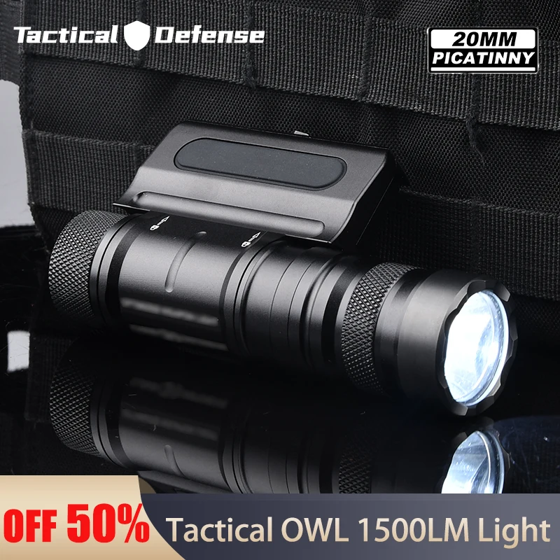 Tactical Flashlight 1500lumens Powerful Optimized Weapon Light Cloud OWL Tactical Flashlight for20mm Rail Hunting Gun Rifle ﻿