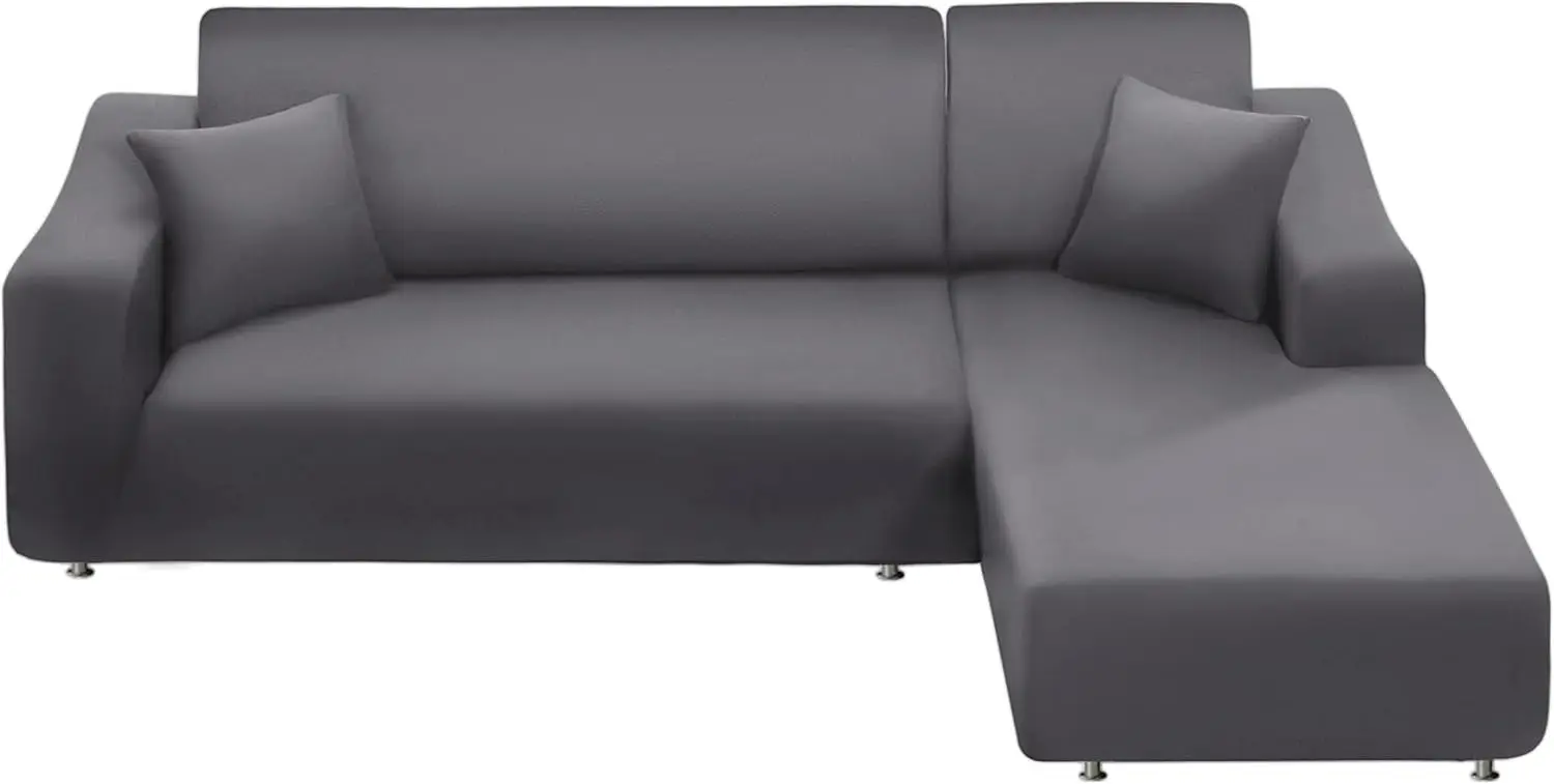

Секционный чехол для дивана L-образной формы, 2 предмета, чехол для дивана, мягкие эластичные чехлы с 2 наволочками, защита для мебели, диван