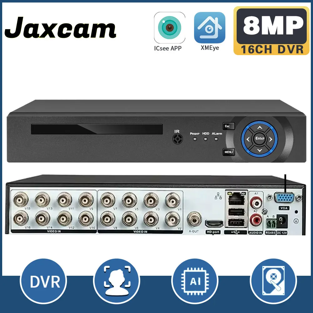 

XMeye H.265 8MP 16CH AHD CCTV 6in1 AHD TVI CVI CVBS Network Camera Hybrid Digital Video Recorder Home Security DVR CCTV System