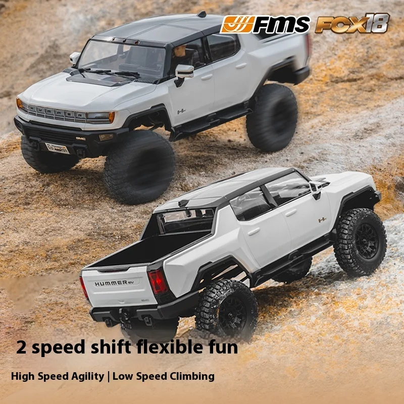 Fms New 1:18 Hummer Fcx18ev Pickup Truck Rc Car Two Speed Brush Motor Simulation Electric Off Road Climbing Car Model Toy Gift