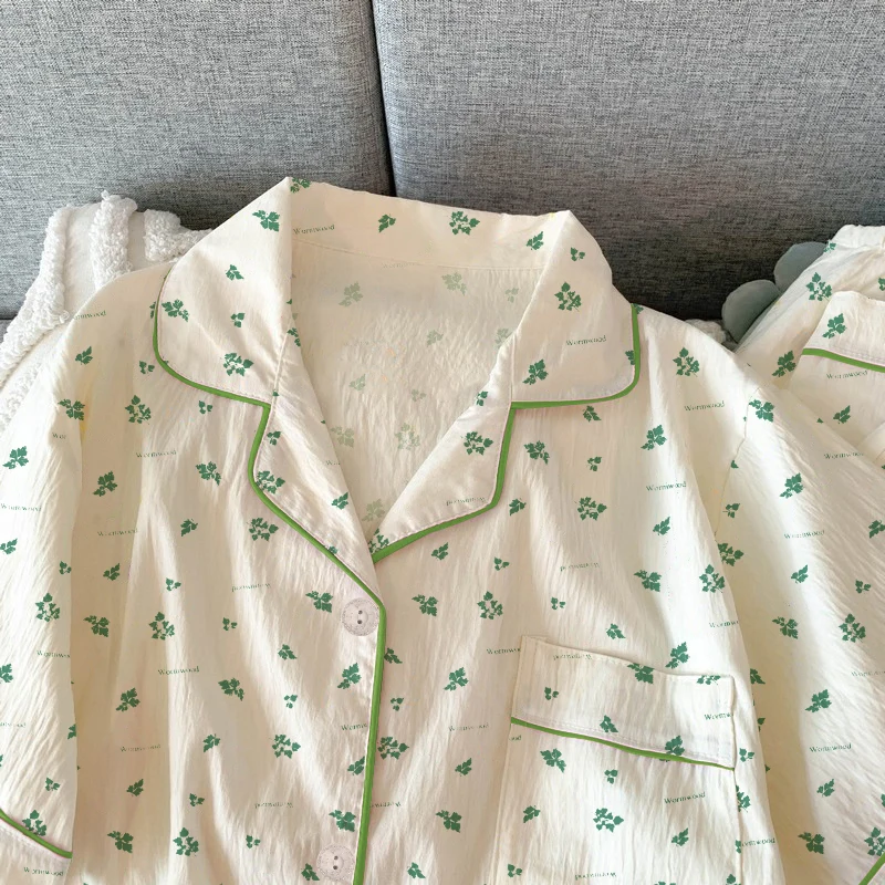 Женские пижамные комплекты, ночная рубашка с короткими рукавами, топ и брюки, одежда для сна из трех предметов, домашняя одежда, модный пижамный комплект с принтом, одежда для сна