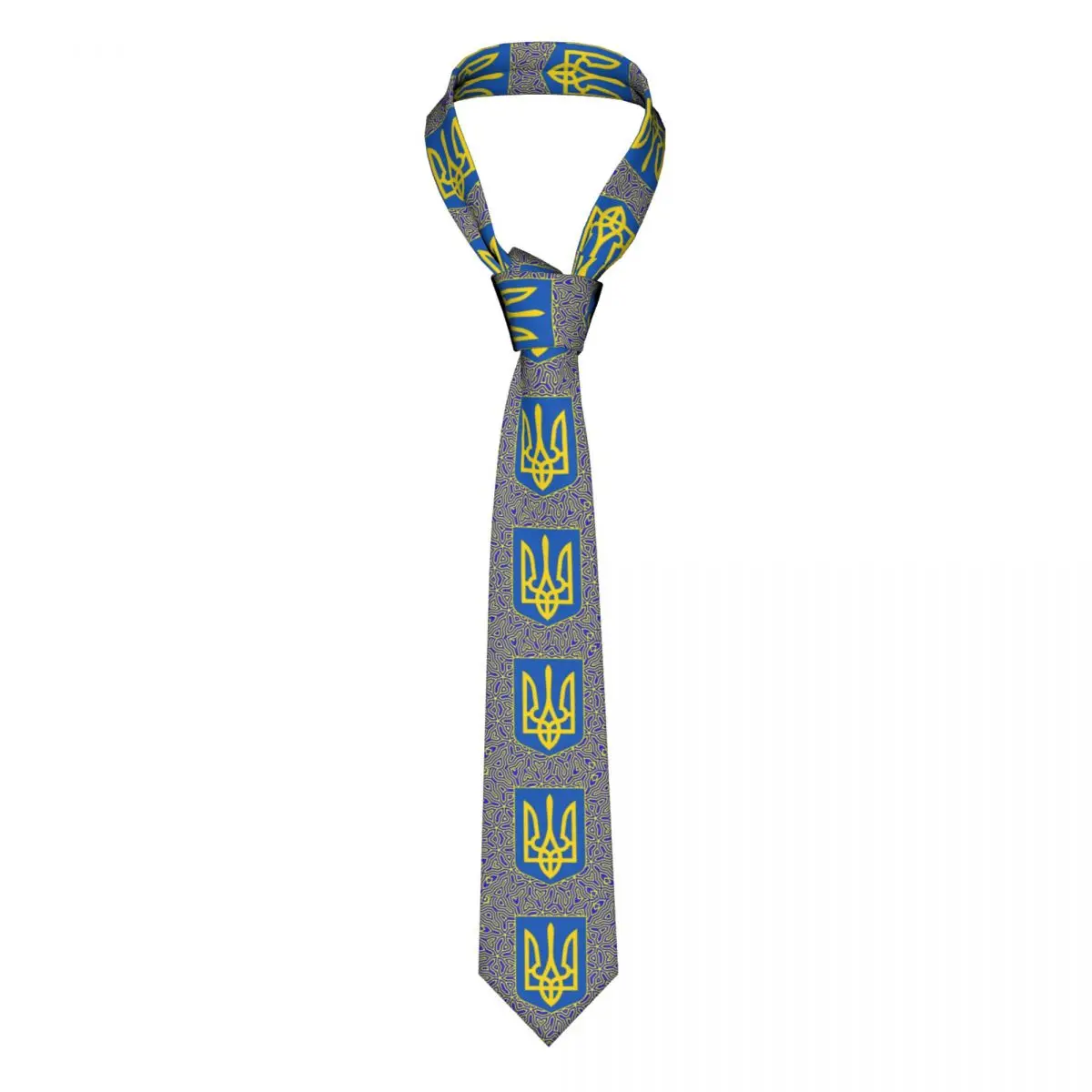 

Ukraine Flag Necktie Men's Customized Silk Ukrainian Coat Of Arms Neck Ties for Wedding