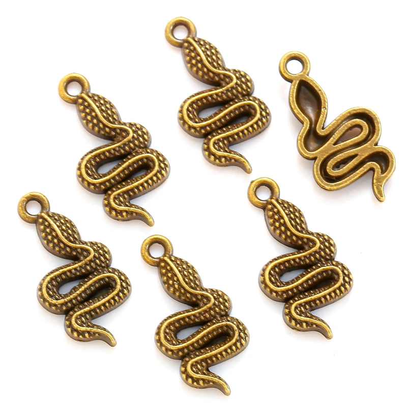 15 pz 6 colori serpente Charms lega metallo animale ciondoli per accessori gioielli fatti a mano fai da te che fanno 21*10mm D9341