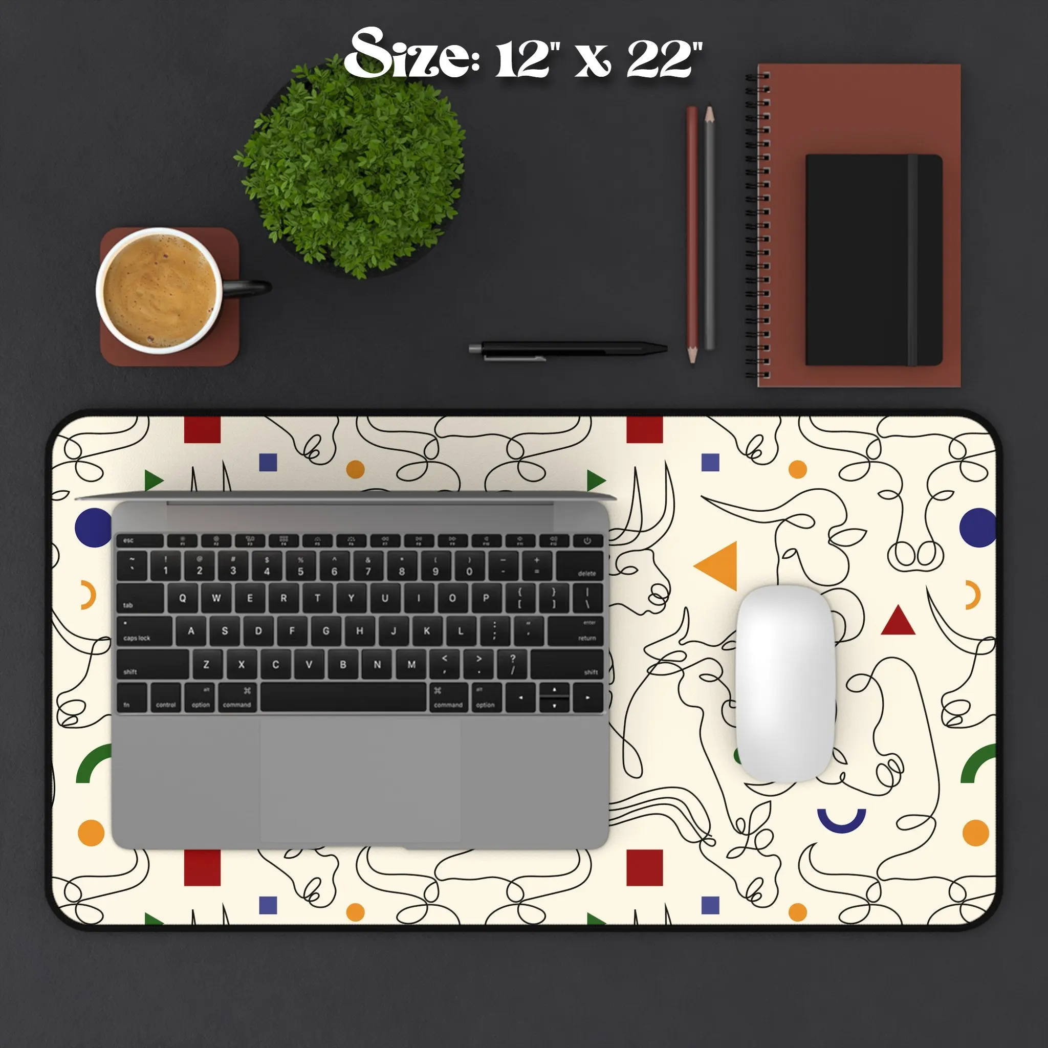Abstract Taurus Desktop Mat, Retro Taurus Zodiac Birthday Art Computer Laptop Office Technology Gaming Equipment Mouse Pad Gift