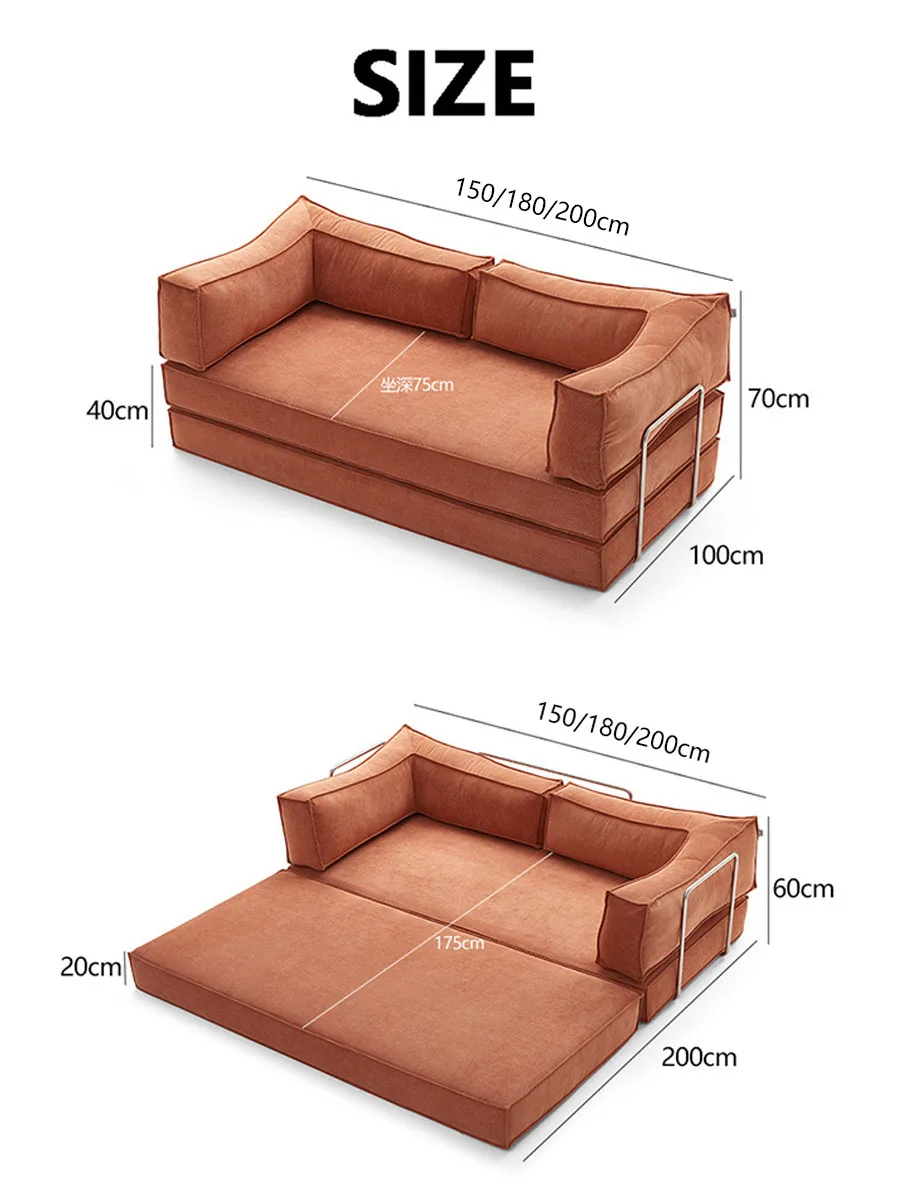 Teddy Sofa Bed Modern Euro Style Air Compression Fabric Flannel Deformable Modular Couch for Living Room Sectional Composable