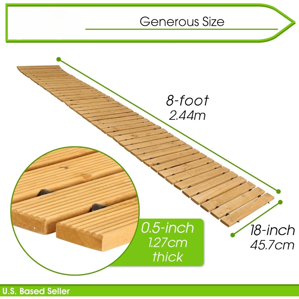 Camino de jardín de madera enrollable, suelo exterior resistente a la intemperie, camino de pasarela de madera para jardín, Patio trasero, Patio, RV o césped