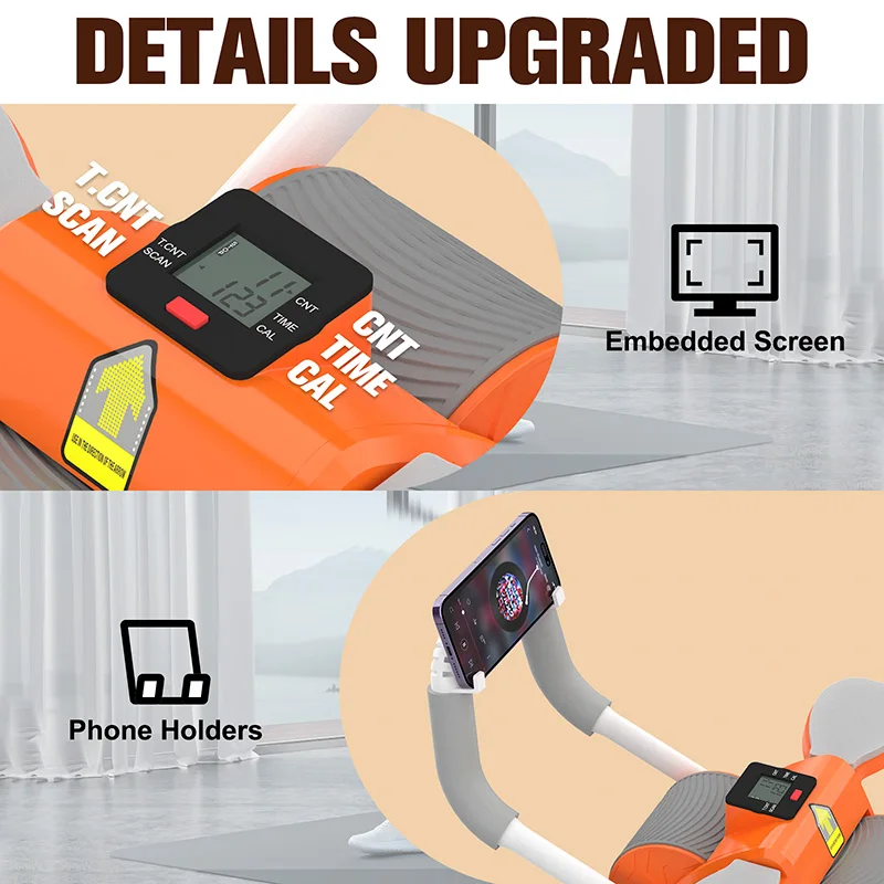 Digital Timing Workout Roller Wheels Automatic Rebound with Elbow Support and Knee Pad
