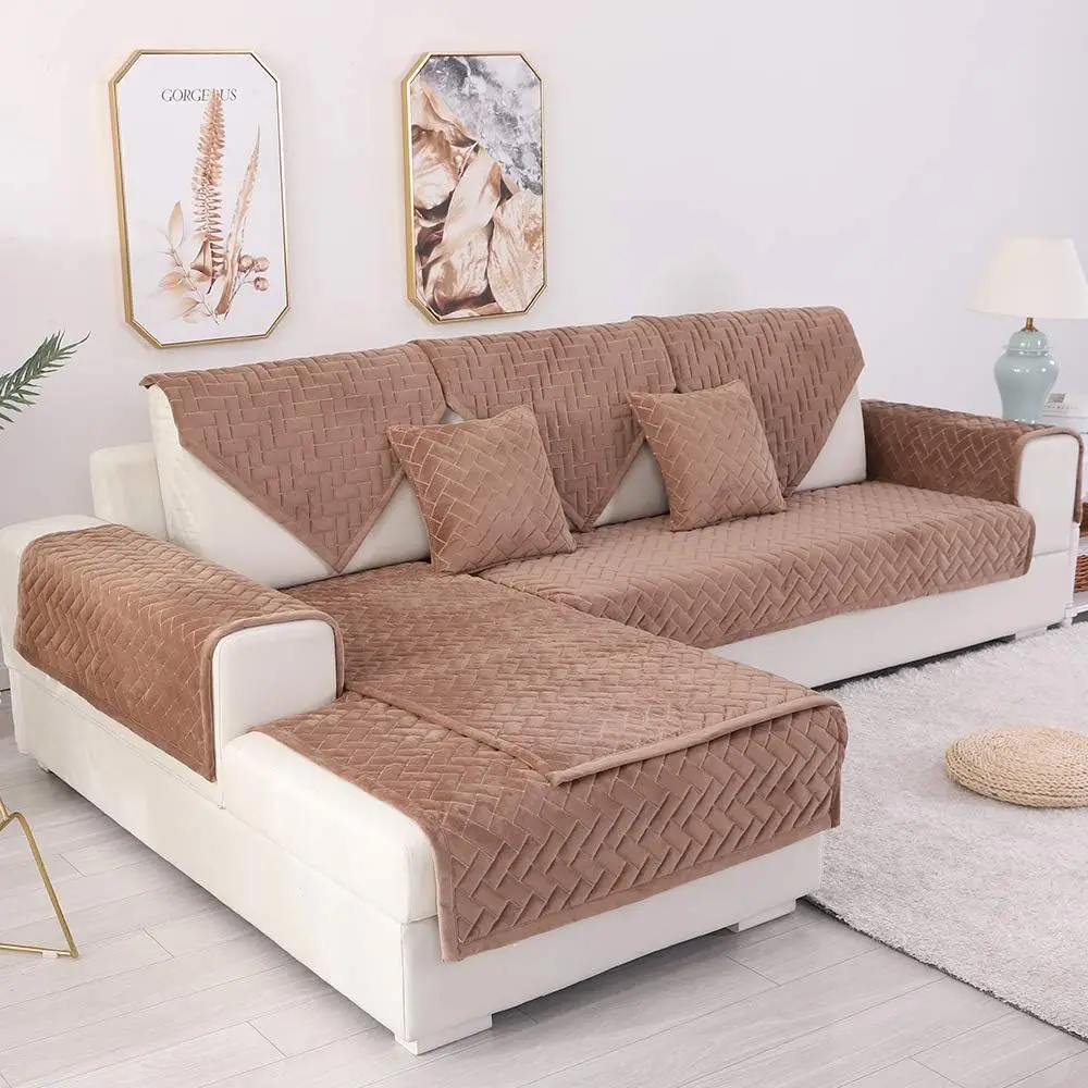 

Sofa Cover, Velvet Couch Cover Anti-Slip Sectional Couch Covers Sofa Slipcover For Dogs Cats Pet Love Seat Armrest Backrest