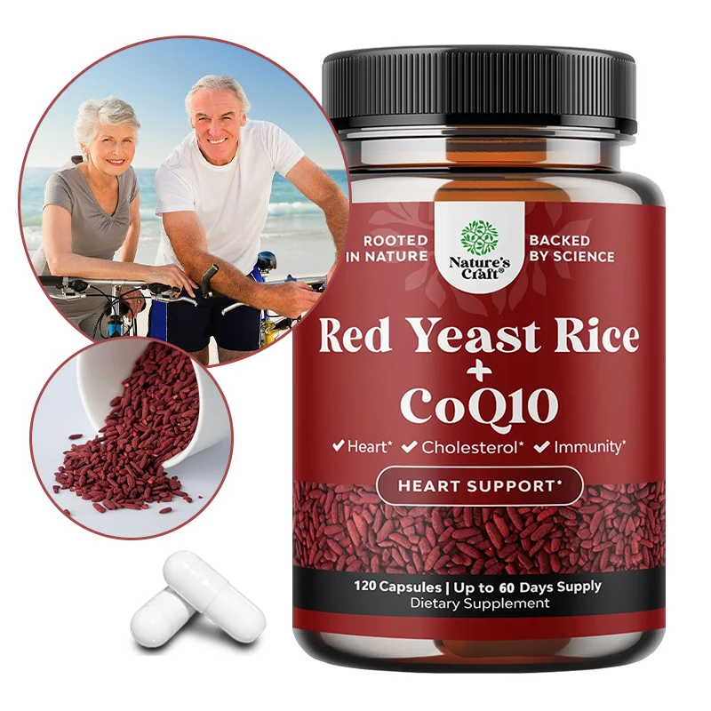 Red Yeast Rice with CoQ10 - Extra Strength - Energy, Joint Health, Heart Health & Cholesterol Supplement, Vegetarian Capsules