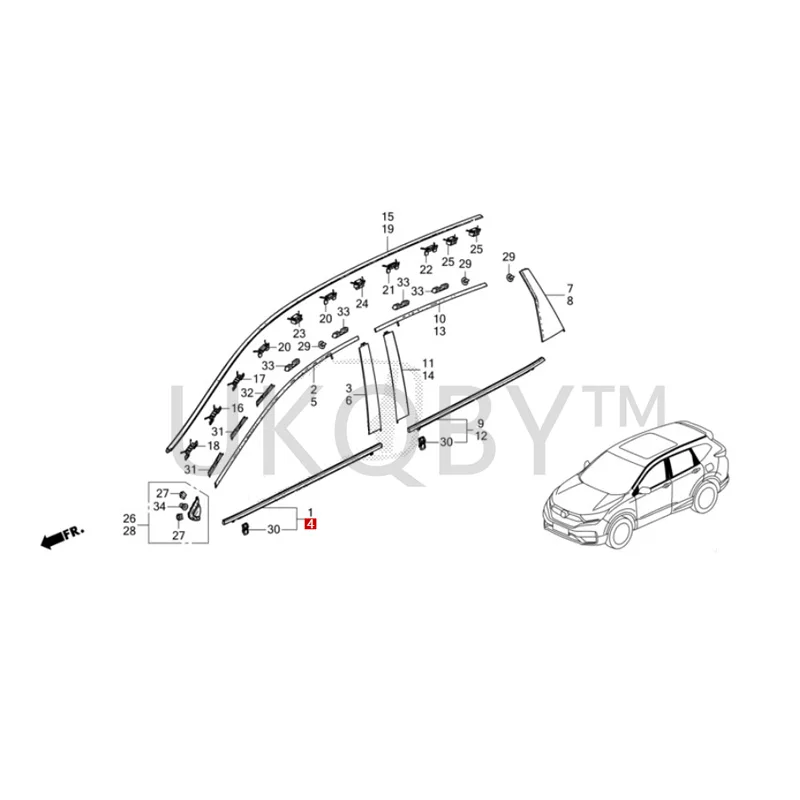 72410TLYH01 72450TLYH01 Suitable for Ho nd a CR-V Front door glass outer pressure strip Front door protective strip assembly