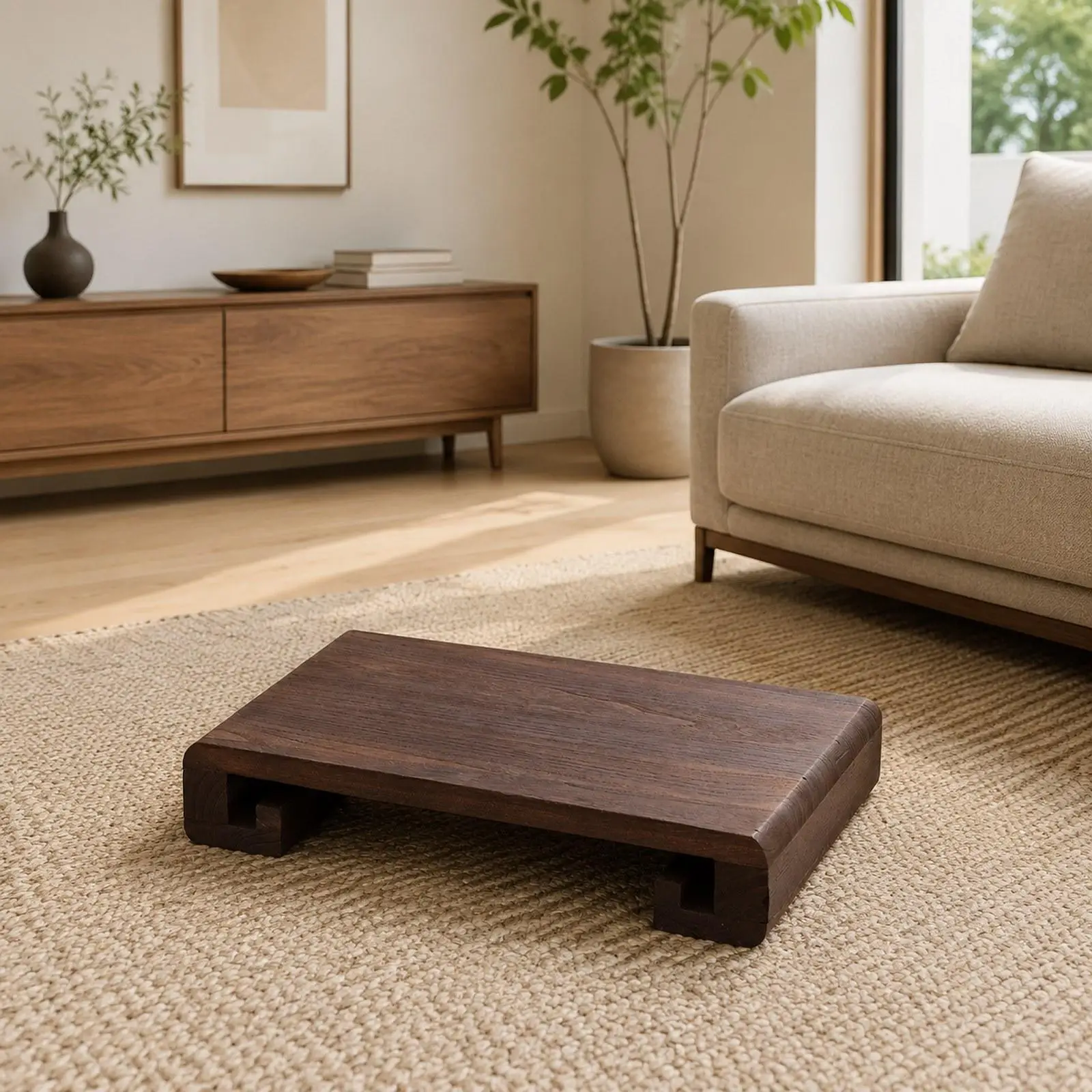 Portable Wood Floor Table Small Bench for Living Room Furniture Home Side Table Modern image 6
