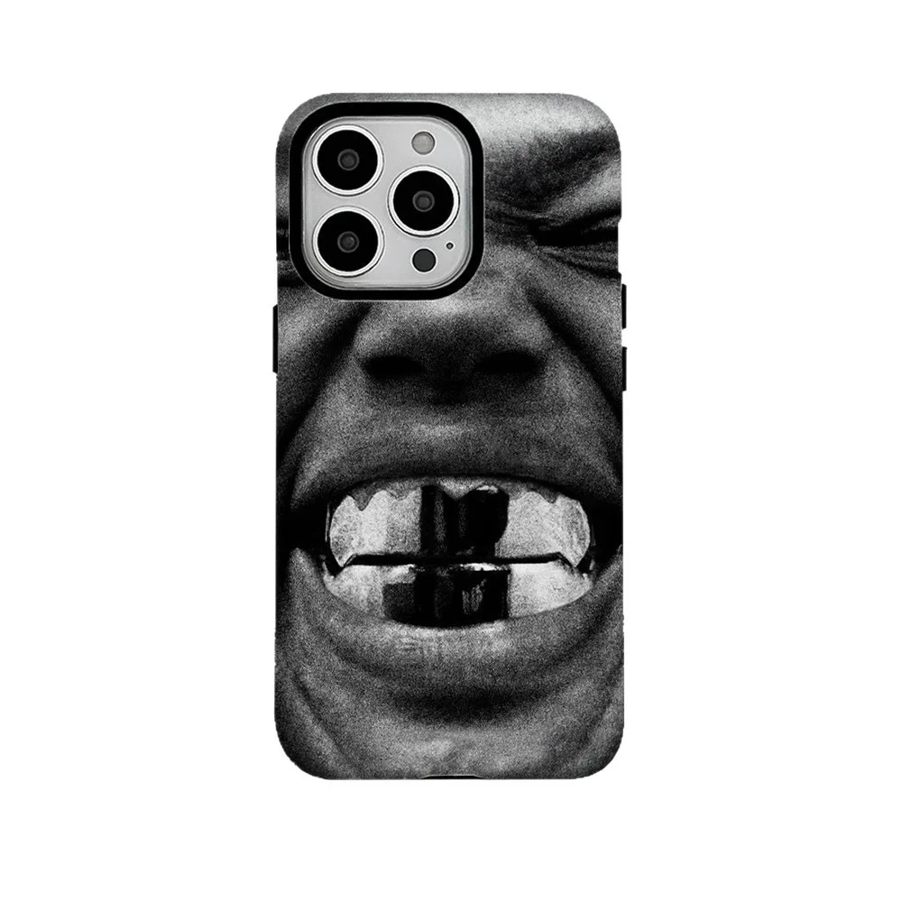 

Black Smiley Face Teeth Abstract Case for IPHONE 16 ProMax 15 14 13 12 11 PRO Plus Acrylic TPU Two in One Magnetic Phone Cases