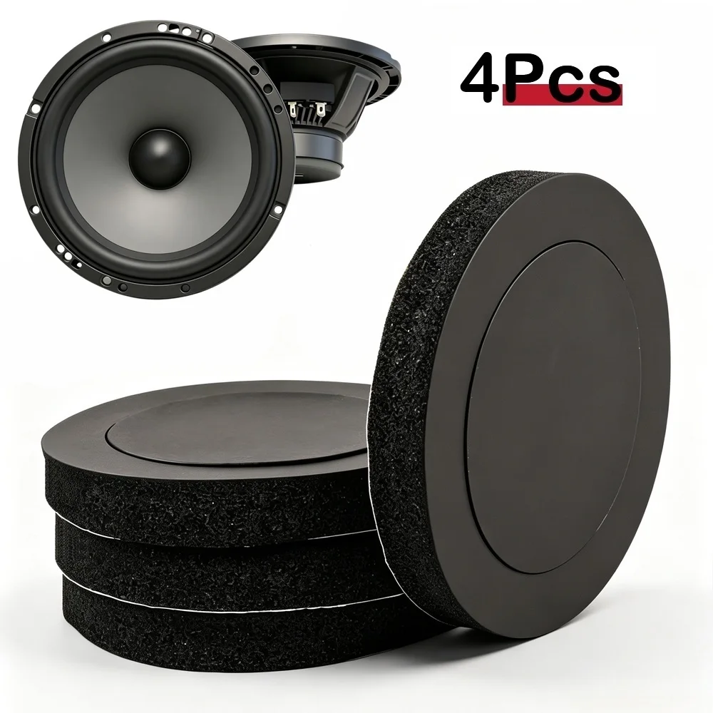 4Pcs Car Speaker Rings 4/5/6.5 Inch Cotton Bass Trim Enhance Sound Audio Performance Auto Door Vibration Reduction Accessories