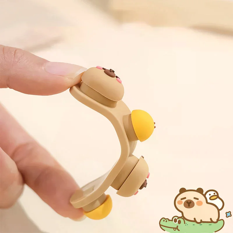 Portable Capybara Cable Organizer Punch-free Silicone Data Cable Fixed Cable Winder Cartoon Charging Cable Storage