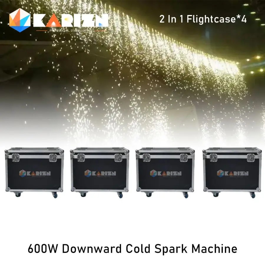 

No Tax 4Pcs/lot 2In1 Flycases for Wedding Downward Spark Fountain Dmx Indoor Fountatin Party Show Cold Firework Machine Stage