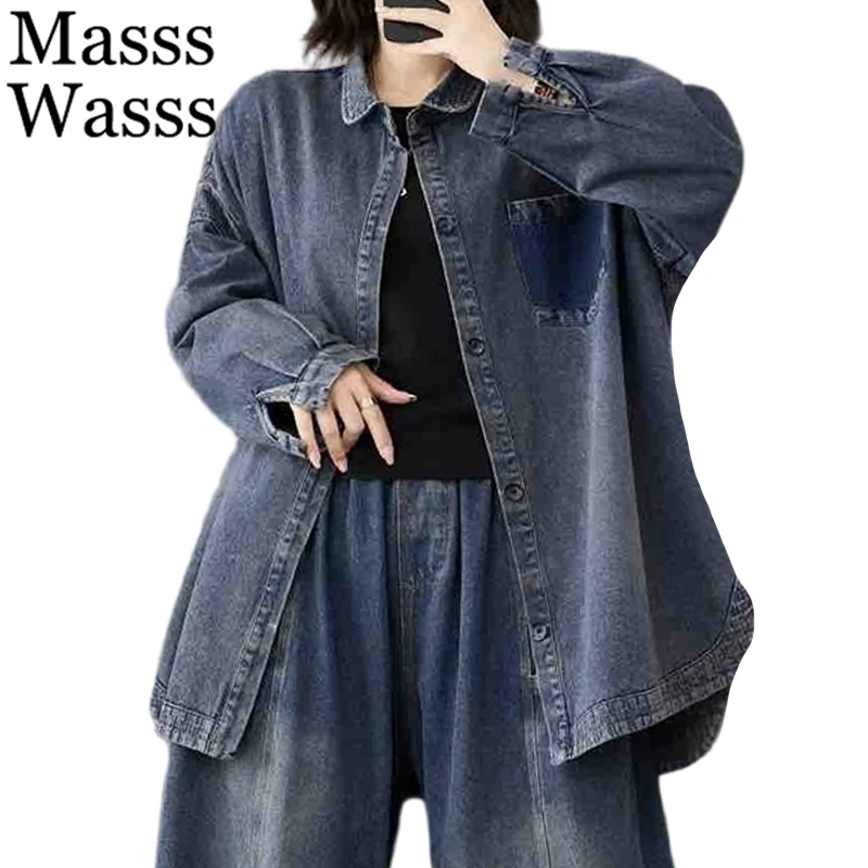

Masss Wasss Brand Fall Fashion Coats Females Vintage Classic Loose Denim Jackets Womens Luxury Oversized Leisure Punk Outerwear