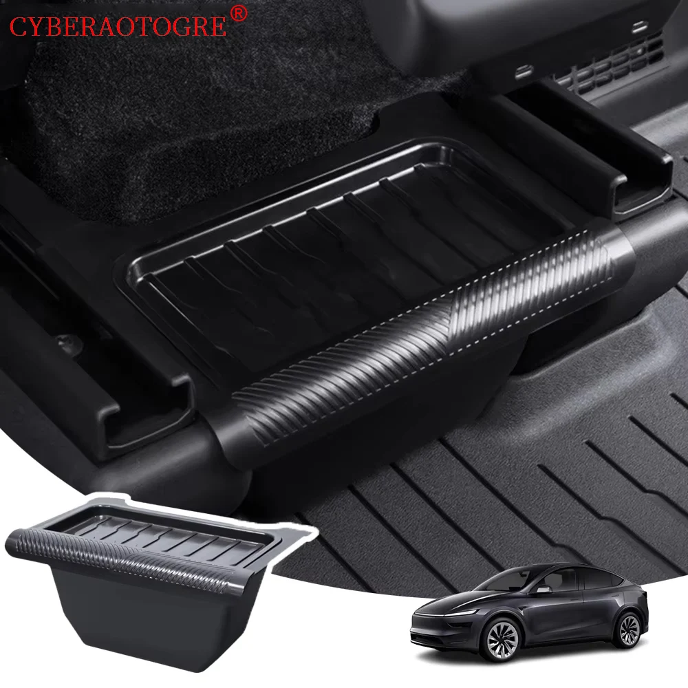 For Tesla Model Y Juniper 2025 Rear Center Storage Box Trash Can Below The Rear Air Outlet Rear Seat Organizer Tray Accessories