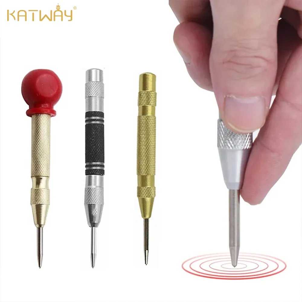 

KATWAY Self Marking Dent Marker Metal Puncher Carpenter, Automatic Spring Loaded Center Punch, Steel Hole Pin Hand Tool HH-AA33