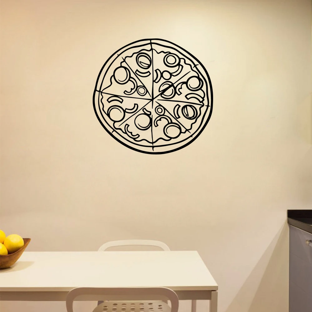 1 pc pizza food enjoying for kitchen Art Decal Wallpaper waterproof Wall Stickers Pvc Material kitchen decoration Wall Art Decal