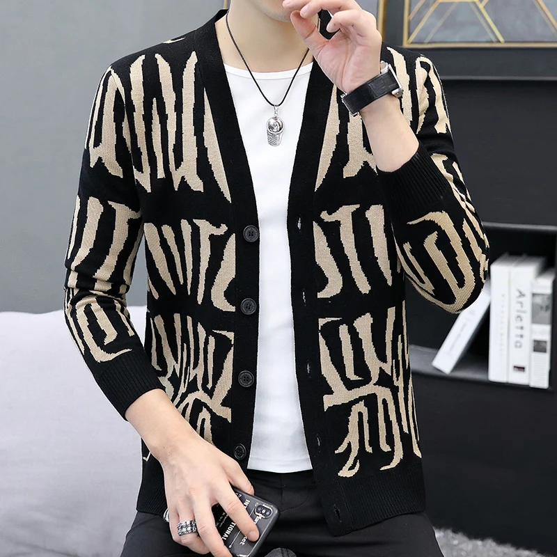 

2024Top Grade Designer Luxury Autum Brand Fashion Knit Sweater Cardigan Men Casual Korean Letter Print Coats Jacket Mens Clothes