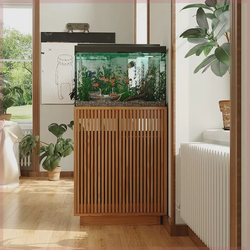 Solid wood fish tank bottom cabinet, living room fish tank aquarium base storage, lockers can be customized fish tank cabinet