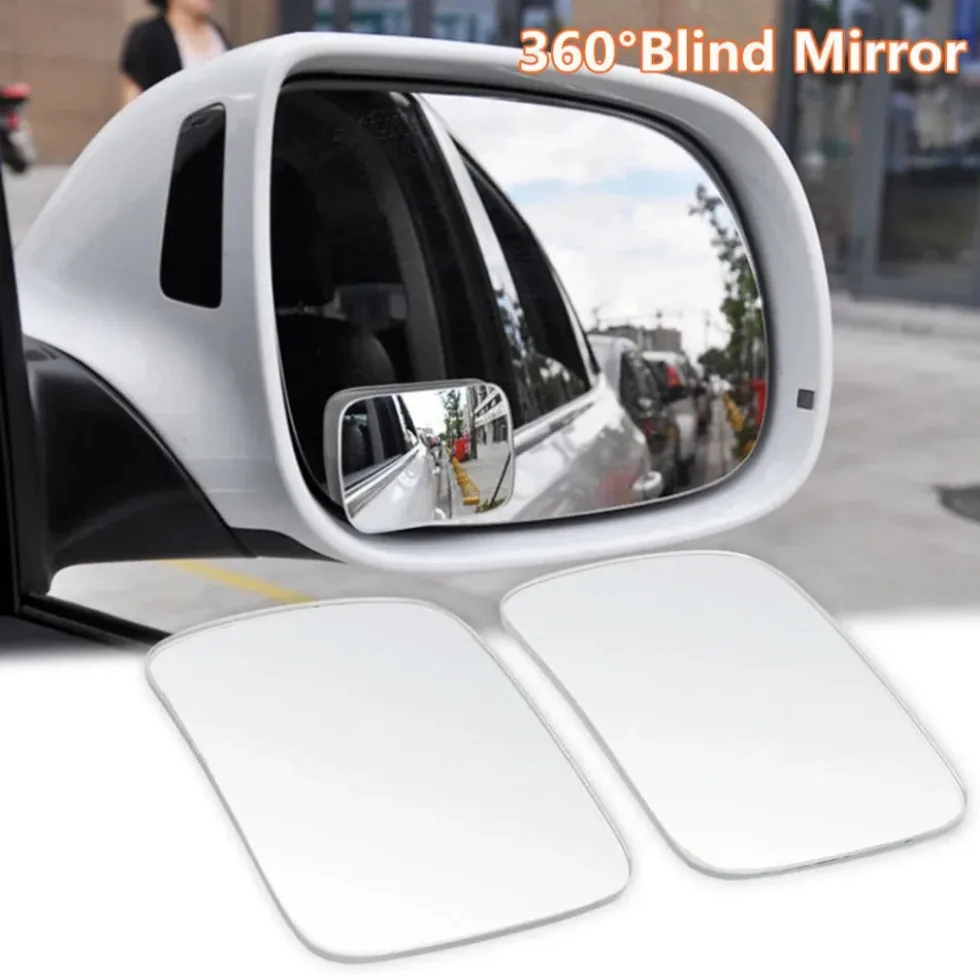 

2pc Car Adjustable Blind Spot Glass Mirror 360 Degree Side Wide Angle Rear View Small Frameless Round Mirror Auto Accessories