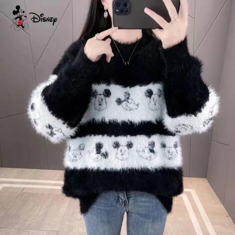 

Women's Anime Autumn Winter Warm Knitted Sweater New Cartoon Sweater Lazy Style Round Neck Girl Long Sleeved Bottoming Shir Tops