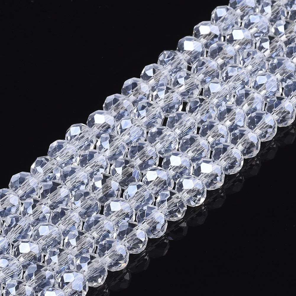 10 Strands Electroplate Glass Beads Pearl Luster Plated Faceted Rondelle Spacer Bead for Bracelet Crafts Findings 2/3/4/6/8/10mm